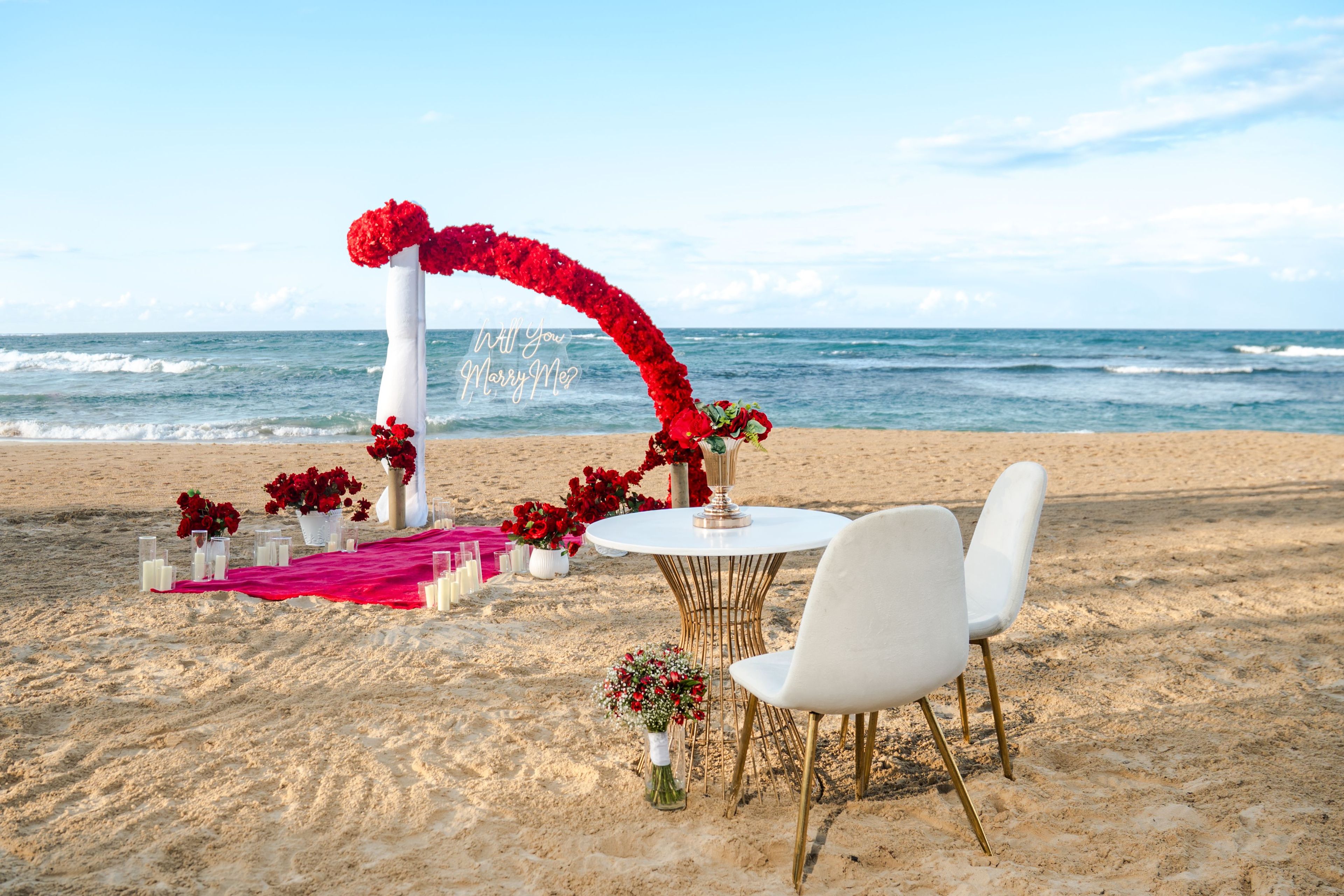 Cenário de pedido de casamento Chama Eterna em Punta Cana