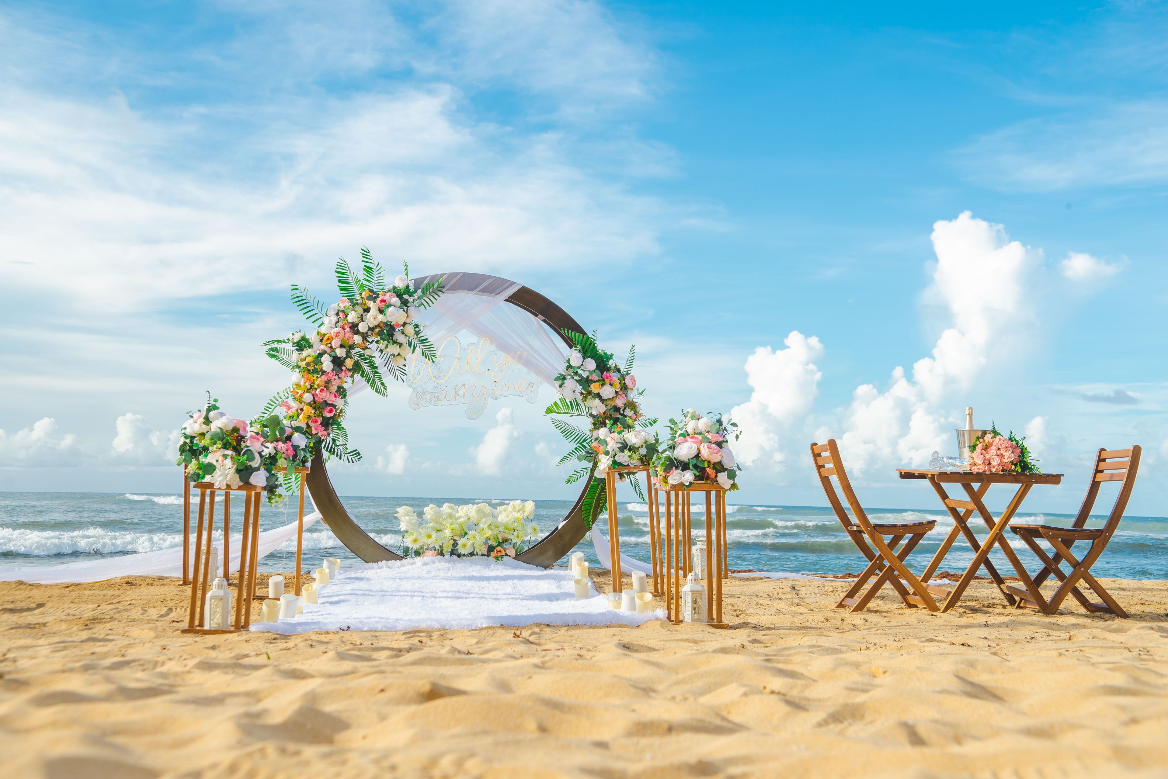 Pedido de casamento Romance Infinito na praia em Punta Cana