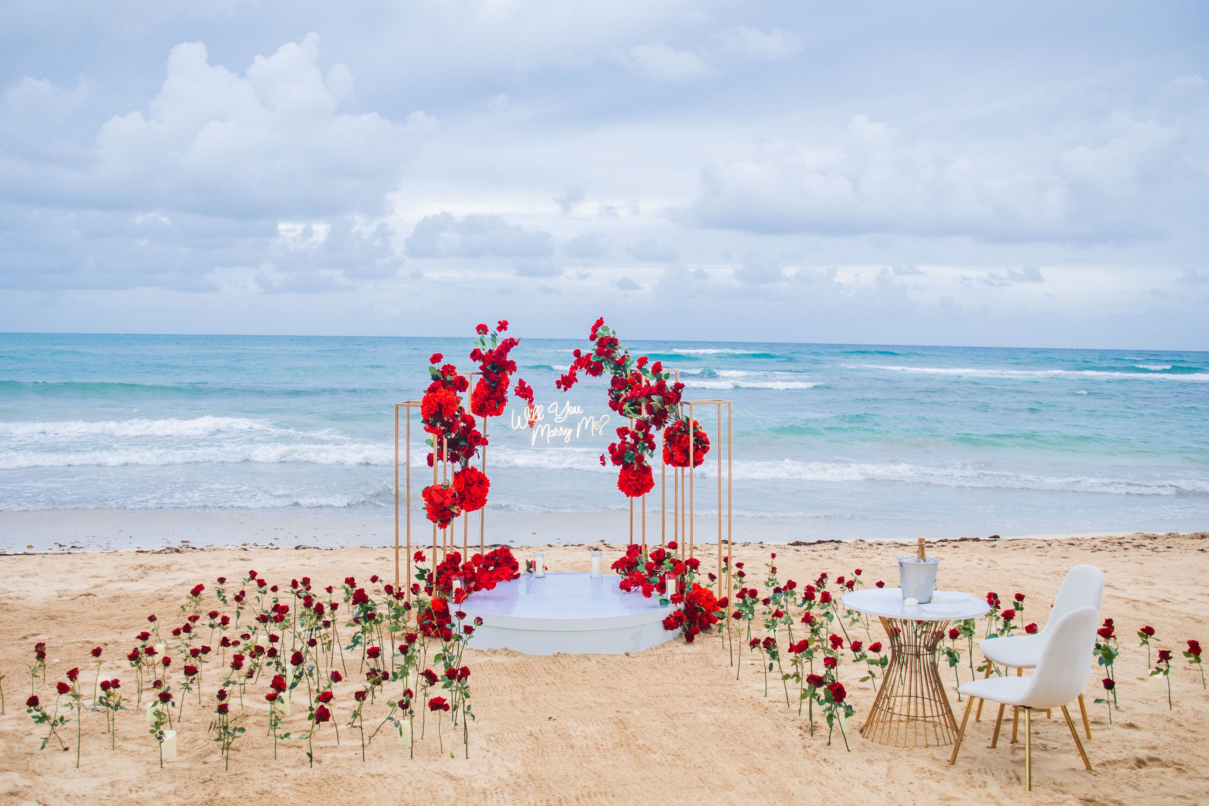 Cenário de pedido de casamento Abraço Coral em Punta Cana