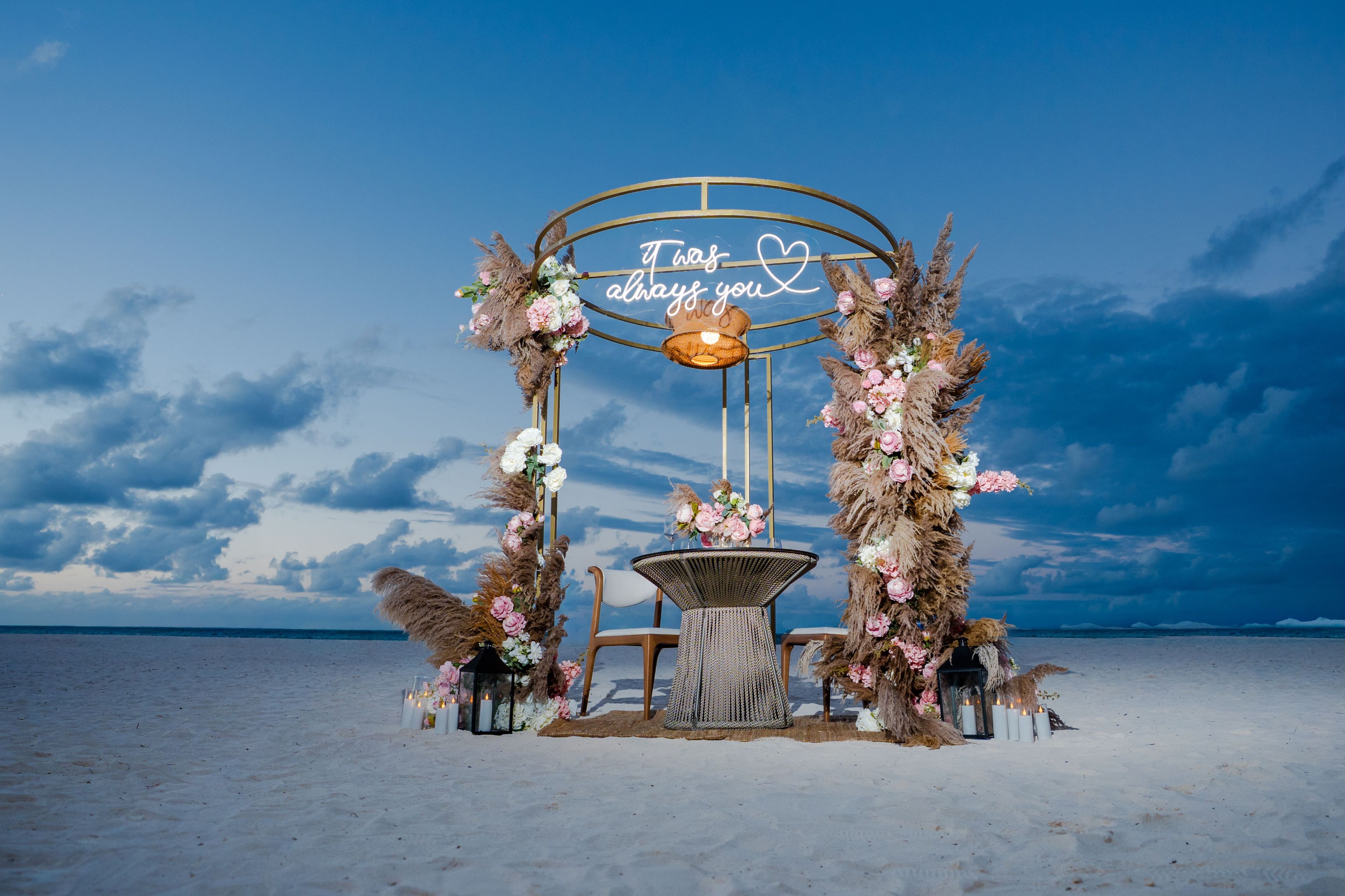 Cenário de pedido de casamento Sempre Você em Punta Cana